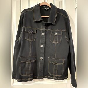 Dollhouse brand stretch lightweight super dark wash gold contrast stitching 1X